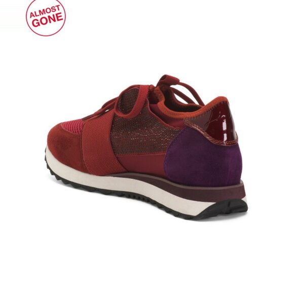 LOLA CRUZ Grey Suede Lace Up Sneakers - Picture 2 of 2